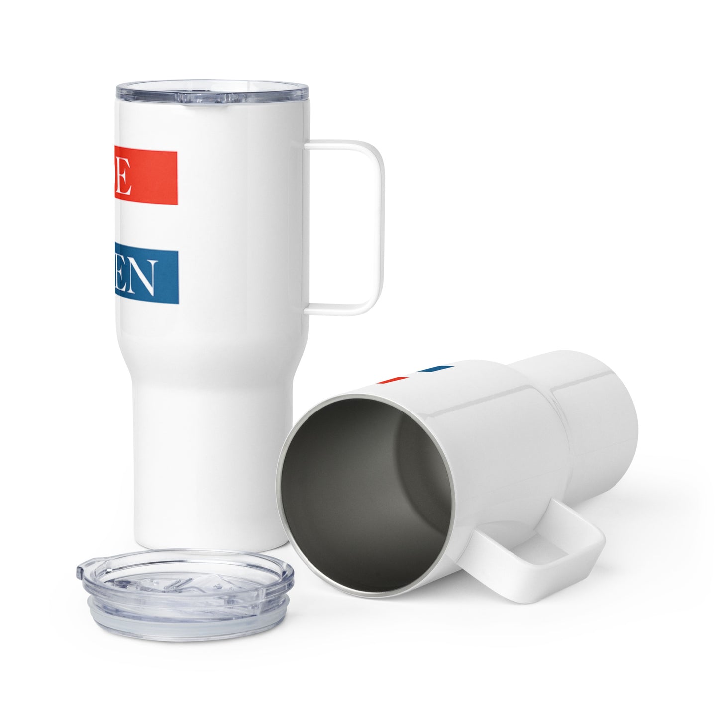 Travel mug with a handle